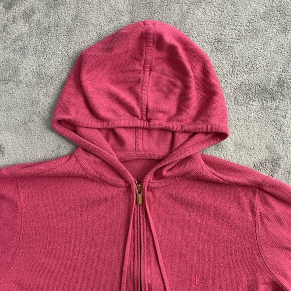 Lauren Ralph Lauren Jacket Women XS Pink Full Zip-Up Hoodie Knit Casual Preppy - Picture 7 of 11